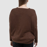 Pulover de damă cu flori aplicate și croială lejeră