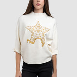 Pulover de damă cu stea decorativă și design elegant