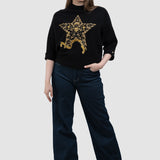 Pulover de damă cu stea decorativă și design elegant