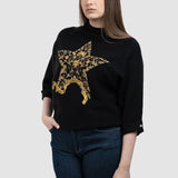 Pulover de damă cu stea decorativă și design elegant