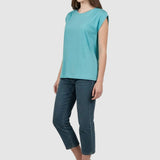 Tricou femei MDM bumbac elastic fără mâneci mint