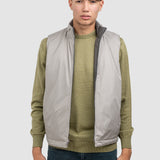 Vestă reversibilă bărbați cu fermoar și guler înalt gri