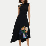 Rochie femei Desigual neagră cu imprimeu floral