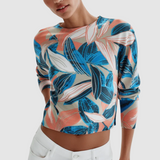 Pulover femei MDM tricot subțire cu imprimeu floral roz mix