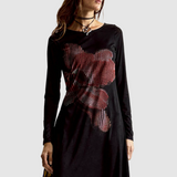 Rochie midi femei Desigual cu imprimeu grafic abstract negru