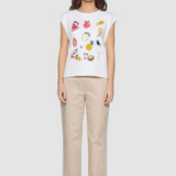 Tricou damă MDM din bumbac alb cu imprimeu fructe