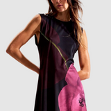 Rochie midi femei Desigual asimetrică cu imprimeu floral negru
