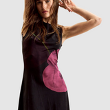 Rochie midi femei Desigual asimetrică cu imprimeu floral negru