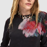 Tricou femei Desigual slim cu imprimeu grafic negru