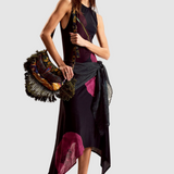 Rochie midi femei Desigual asimetrică cu imprimeu floral negru