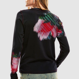 Tricou femei Desigual slim cu imprimeu grafic negru