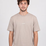 Tricou bărbați din bumbac 100% bej cu imprimeu discret