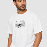 Tricou bărbați din bumbac cu imprimeu frontal alb