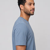 Tricou bărbați din bumbac 100% albastru cu imprimeu discret