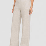 Pantaloni damă crem cu croială wide leg