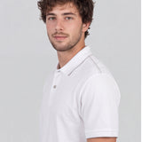 Tricou polo bărbați din bumbac elastic alb, design clasic