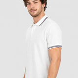 Tricou Polo bărbați Rugatchi cu dungi contrast alb