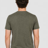 Tricou bărbați din bumbac elastic kaki cu guler rotund