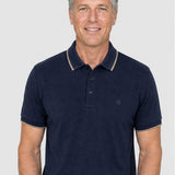 Tricou Polo bărbați din bumbac blue cu detalii contrastante
