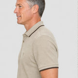 Tricou Polo bărbați din bumbac crem cu detalii contrastante