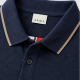 Tricou Polo bărbați din bumbac blue cu detalii contrastante