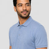 Tricou polo bărbați din bumbac 100% albastru, design clasic