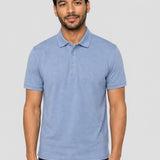 Tricou polo bărbați din bumbac 100% albastru, design clasic