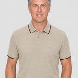 Tricou Polo bărbați din bumbac crem cu detalii contrastante