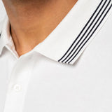 Tricou Polo bărbați din bumbac elastic alb cu guler în dungi