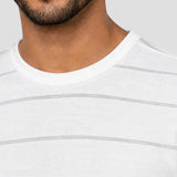 Tricou bărbați cu dungi fine orizontale alb și negru