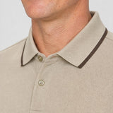 Tricou Polo bărbați din bumbac crem cu detalii contrastante