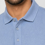 Tricou polo bărbați din bumbac 100% albastru, design clasic