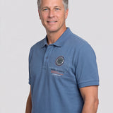 Tricou Polo bărbați din bumbac albastru cu imprimeu